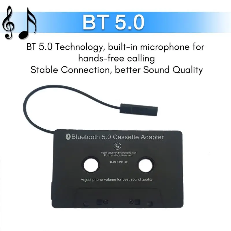 Bluetooth 5.0 Glasbe Avto Avdio Sprejemnik Kasetni Predvajalnik MP3 Adapter Pretvornik za iPhone, Samsung, Nokia, HTC Pametnih Mobilnikov Tabela