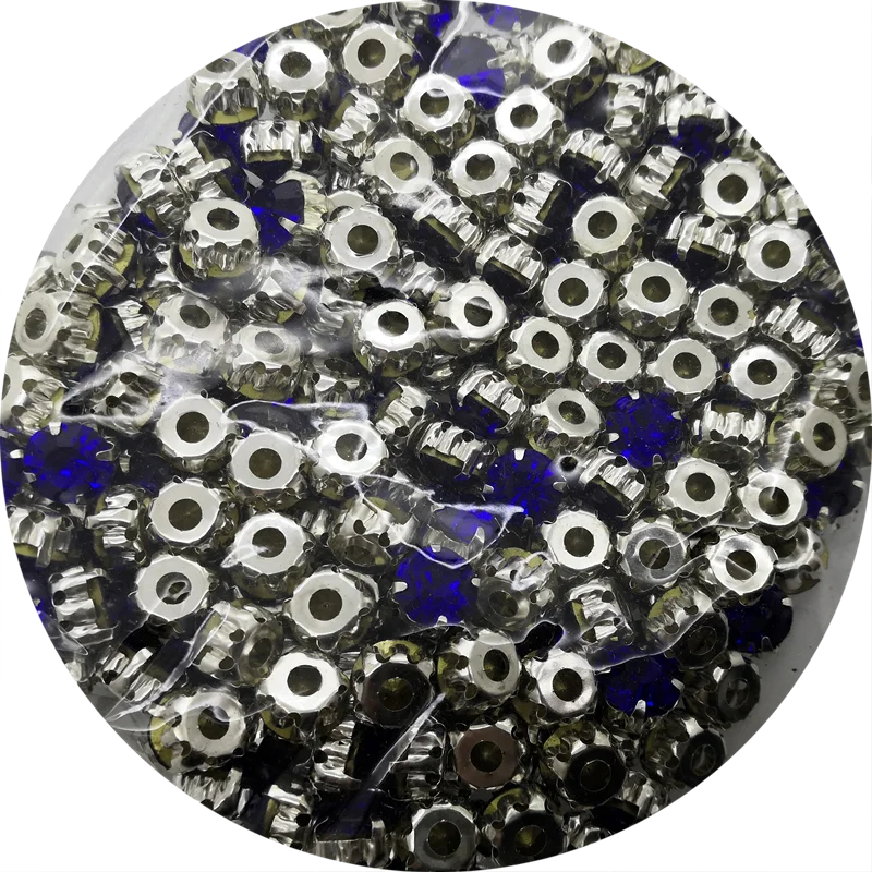 TopStone Krog Sew na Steklo Diamante Okrasnih 4 5 6 7 8 mm Stekleno Chatons S Srebrno Nevihte Nastavitev Multi Barve