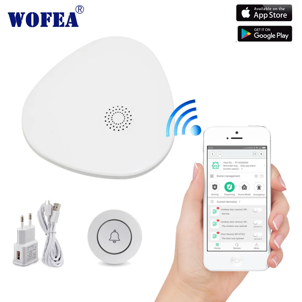 Wofea wifi zvonec Eden Ključnih Sili SOS Gumb sistemu, telefon sporočila, storitev pritisni in
