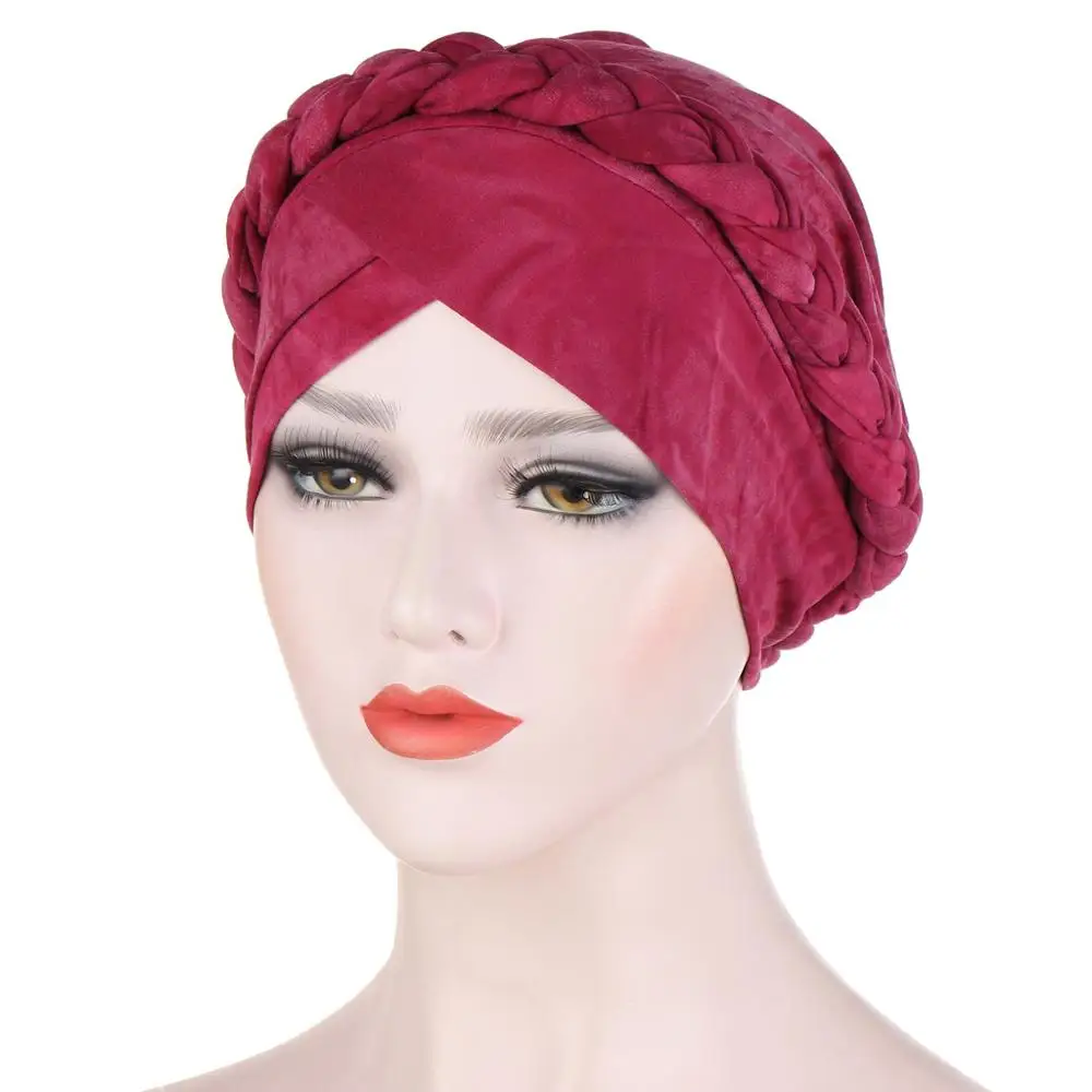 Muslimanske Ženske Križ Svilnato Pletenic Turban Klobuk Headscarf Raka Kemo Kapa Kapa Hidžab Pokrivala Za Glavo Ovijte Lase Pribor