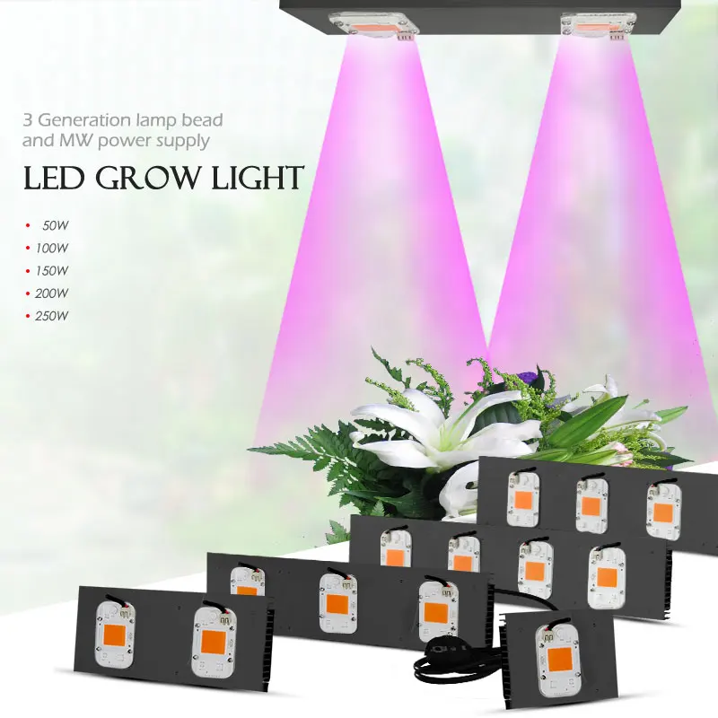 COB DOB Led Grow Light Celoten Spekter 50 W 100W 200W 300W za Rastlinsko Cvet Zaprtih Hydroponic Toplogrednih Rastlin Lučka