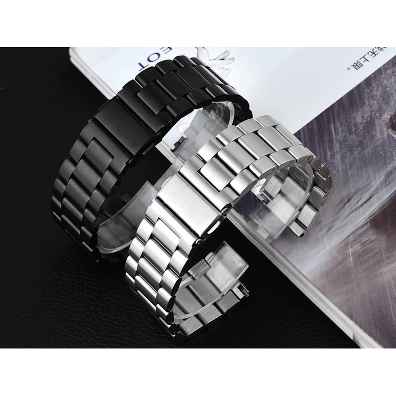 Visoko Kakovostnega Nerjavečega Jekla Tri Trdnega Jekla Pasu Watch Kovinski Trak Watch Pribor 20 22 24 mm
