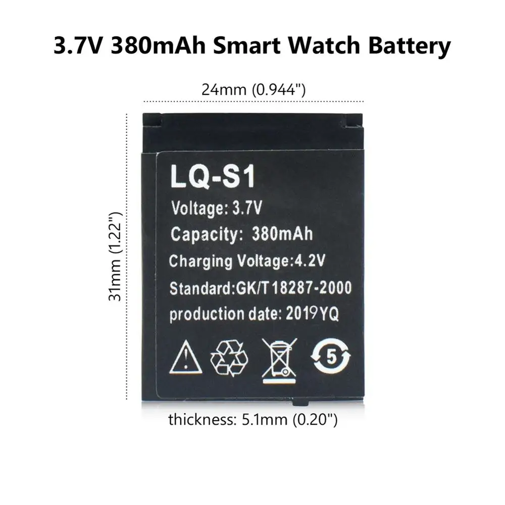 2pcs LQ-S1 Pametno Gledati DZ09 QW09 Baterijo 3,7 V 380mAh Litijeva Baterija za ponovno Polnjenje Za Pametno Gledati W8 A1 V8 X6 Zamenjavo Celice