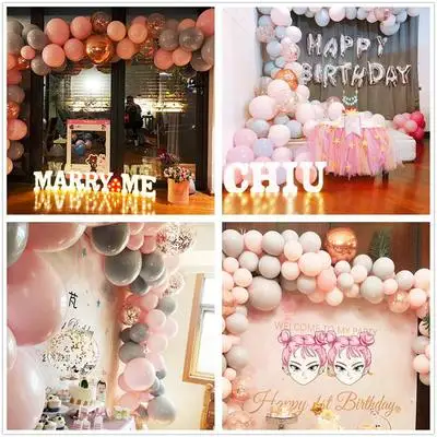 Roza Serije Macaron Balon Verige Nabor Happy Birthday Party Dekoracijo Otroci Poroko Baby Tuš Balon Party Supplies