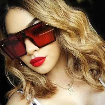 AIMISUV Prevelik Kvadratnih sončna Očala Ženske Luksuzne blagovne Znamke 2019 Moda Ravno Top Gradient Objektiv Rimless Velik Okvir Ogledalo UV400