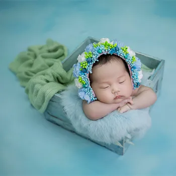 Cvetlični Bonnet Novorojenčka Fotografija Rekviziti Baby Dekle Čipke Cvet Bonnet Letnik Pastelno Roza Cvet Klobuk Ruffle Skp Tuš Darilo
