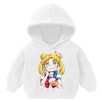 Sailor moon otroci hoodie kawaii smešno ulzzang Majica harajuku korejski slog Grafika fant/dekle obleko s Kapuco moda