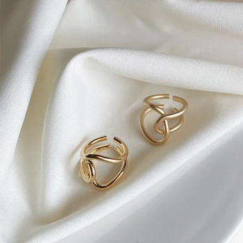 Periferni'sBox Žice Twisted Svetlo Mat Zlata prstana Nepravilne Geometrijske Obroči za Ženske Izjavo Odprite Obroči Nastavljiv 2019 Moda
