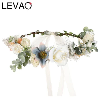 LEVAO 2020 Pomlad Garland Dekleta, Lase Band za Ženske Corolla Venec Glavo Fowers Hairband Boho Poroka, Nevesta, Pribor za Lase