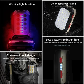 Prenosni COB Delo Svetlobe, Nepremočljiva T6 LED Svetilko USB Polnilne Kamp Svetilka z Močjo Dnu Zaslona Magnet Design
