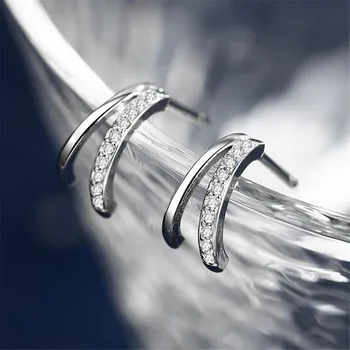 Uini-Rep vroče novih 925 sterling srebro dvojno geometrijsko mikro podolgovat uhani temperament moda preprost kompaktni C-oblikovan uhan