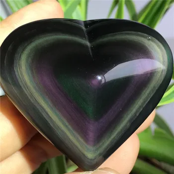 Naravni Quartz Crystal Mavrični Obsidian Mačka Oči Srca v obliki Healing Home Dec