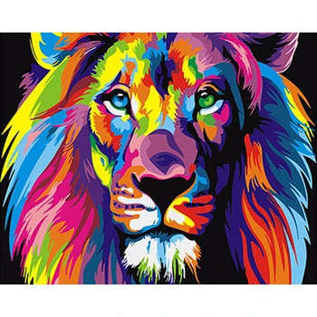 Barvita Lev Živali DIY Digitalno Barvanje Z Številkami Moderne Stenske Umetnosti Platno, Barve Holiday Gift Doma Dekor Velika Velikost