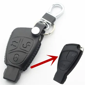FLYBETTER Pravega Usnja 3Button Vstop brez ključa Pametni Ključ Primeru Kritje Za Benz E280/W220/S320/S350 Avto Styling L193