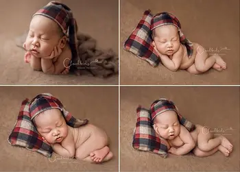 Dojenček Glavo Baby Blazino Otroška Fotografija Dodatki za Otroške Stvari Mehko Udobje Kapa Kariran Skp in Vzglavnik