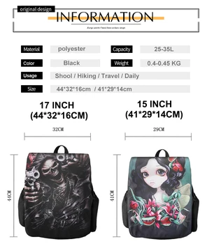 Zamenljive multi-picture 16/17 palčni Gotike tiskanje nahrbtnik ženske moške potovalna torba iz risank anime študent torba za prenosni računalnik bac