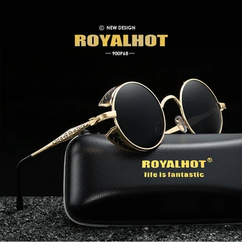 RoyalHot Moški Ženske Polarizirana Zlitine Steampunk Krog Okvir Vožnjo sončna Očala sončna Očala Odtenki Oculos masculino Moški 900p68