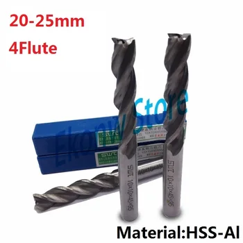 1pc 20 mm 22 mm 25 mm Podaljša podaljšanje Dolgo Koncu Mlin ,Štiri Flavta HSS & Aluminija Koncu Mlin Rezalnik CNC Bit