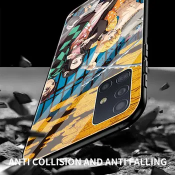 Kaljeno Steklo Primeru Coque Za Samsung Galaxy A50 A51 A71 A21s A10 A20 A31 A41 A72 M21 M31 M51 Kritje Fundas Demon Slayer Stanovanj