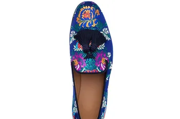 Tovarne Neposredno Prodajo Moških obleko čevlje acquard Platno Loafers Modro-napeta Multicolor Bonitete Tassel Čevlji Vezenje Čevlji