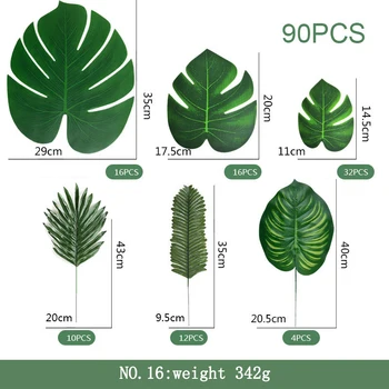 120Pcs Umetno Monstera Rastline Tropskih Drevo Palme, Listi za Hawaiian Luan Zelenja svate, Dekoracijo Fotografija