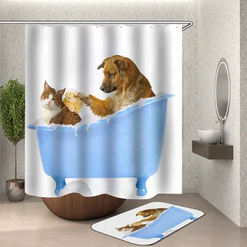 2019 smešno tuš zavese kopel zavese dom dekor nepremočljiva tuš zavese mačka pes 3d, kopalniške zavese ali mat