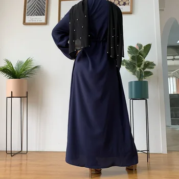 WEPBEL Barva Polno Gumb Slim Obleko Nov Modni Muslimanskih Abaya Obleko z Dolgimi Rokavi Visoko Pasu pa Dol Vratu