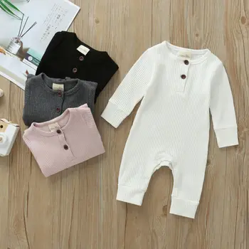 Baby Romper 2019 Newborn Baby Boy, Girl Obleke Long Sleeve Solid pletenje Romper Jumpsuit Obleko Set