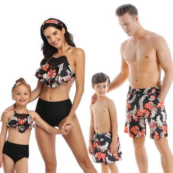 Družina Ujemanje Obleke, Kopalke Gospe Bikini Človek Beach Kratke 2021 Poletje Visoke Kakovosti Otroke, Dekleta Kopalke Fantje Plavati Hlače