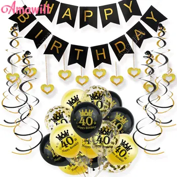 20. do 30. 40. 50. Latex Konfeti Balon Happy Birthday Party Dekoracijo Odraslih 30 40 50 60 Let Obletnico, Rojstni dan Dobave