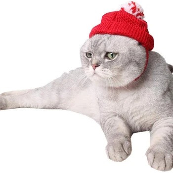 Hišni Pes Klobuk Plišasti Klobuk Praznične Počitnice Mačka Dodatki Pomorjansko Tople Volne HatPet Pes Klobuk (Rdeča)
