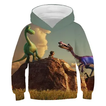 2020 Jeseni, Pozimi Tiskanje Otrok Smešno Modnih Oblačil Z Dolgimi Rokavi Dinozaver Živali Sweatshirts Fantje Dekleta Športna Oblačila