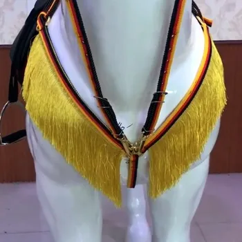 Nastavljiv Konjeniška Oprema Povodcem Konjske Uzde Pas Breastplate Prsi Ovratnik Tassel Konj, Konjeniška Oprema