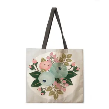 Cvet natisnjeni torbici perilo tkanine vrečko priložnostne zložljiva nakupovalna torba prostem plaže vrečko vsakdanje torbici