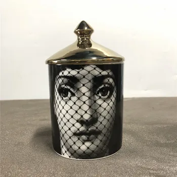 Svijećnjak Diy Ročno Izdelane Sveče Jar Retro Lady Obraz Shranjevanje Bin Keramični Caft Doma Dekoracijo Jewerlly Škatla Za Shranjevanje
