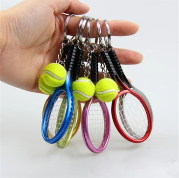 20 kos/veliko NOVIH 6 Barv Mini Tenis Lopar Žogo Keychain Key Ring Torba za Pribor Čar Darilo za Ženske Modni Dodatki