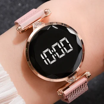 2020 LED Rose Zlata Magnet Quartz Elektronski Ženski Watch Moda Digitalni Ženske Za Ure Divje Razkošje Ženske Ure Darilo Reloj