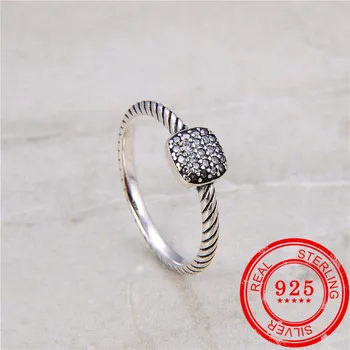 Koreja 925 sterling srebrni prstan cirkon vdelan retro slogu obroč ženske 925 sterling srebrni nakit