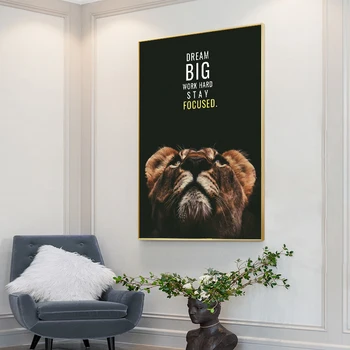 Divje Lions Pismo Motivacija Ponudbo Umetniško Platno Stensko Slikarstvo Plakatov in Fotografij Živali Navdih v slikah, Home Office Dekor
