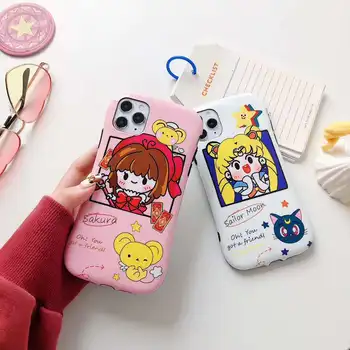 Risanka Cardcaptor Sakura roza mehko telefon primeru Za iPhone 11 11Pro MAX XR X XS MAX 7 8Plus Sailor moon bel zadnji pokrovček case