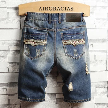 AIRGRACIAS Mens Raztrgane Kratke Jeans blagovno Znamko Oblačil Bermuda Bombaž Hlače Dihanje Denim Kratke hlace Moški Nov Modni Velikost 28-40