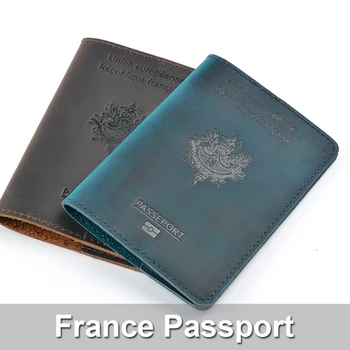 Novi modeli Pravega Usnja francoski Potni list Pokrovček za Francijo Moški Ženske Imetnik Kreditne Kartice francoski Potni list Primeru Potovanja Denarnice