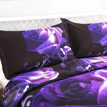 30 purple Rose luksuzni Posteljnina Določa cvet Posteljno Perilo Določa Spalnica doma Hotel Odeja Rjuhe Kritje odraslih bedclothes kraljica kralj Velikost