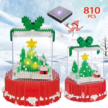 810pcs Mini Diamond LED Bloki Vesel Božič Drevo Gradnik DIY Kristalno Polje Izobraževalne Opeke Igrača Za Otroke Božič
