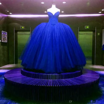 2020 Kraljevsko Modra Poročno Obleko Seksi Proti-vrat brez naramnic Kroglice Princesa Žogo Nove Obleke Za Formalno Stranko Poročne obleke свадебное платье