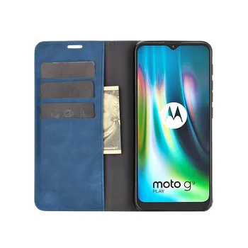 Magnetni adsorpcije Pu Usnje Primeru Telefon za Motorola Moto G9 Igrajo 6.5