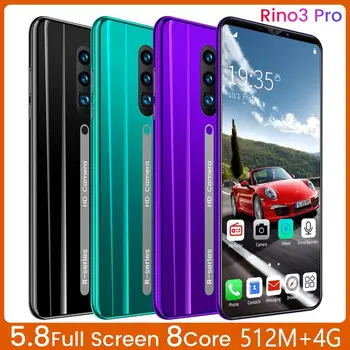 Rino3 pro Pametne telefone Android, 8GB+256GB Okta-Core ID Face Unlock MTK6763 4800mAh Dual-SIM Dual Pripravljenosti Mobilni Telefon z darilom