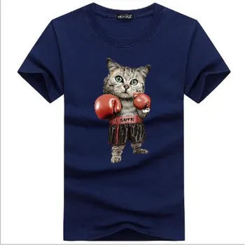 BINYUXD Moških Boxinger Mačka Moda 3D Print Majica s kratkimi rokavi Poletje Kawaii Plus Velikost Puglism Močno Boksar majice s kratkimi rokavi Moški
