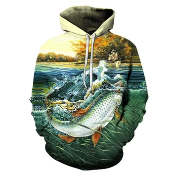 Nova 3D Hoodie Moških, ki so Hoody Smešno ribe Sweatshirts Trenirke Tiskanja Plašč Pulover, Jakna Streatwear Ženske Azijskih velikost Hoodies s-6xl