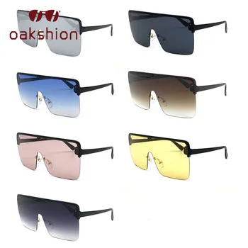 Oakshion Prevelik Kvadratnih Rimless sončna Očala Ženske Moški Masko Ravno Top sončna Očala brez okvirjev Velik Okvir Enega Kosa Očala UV400